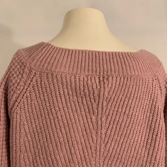LOFT Outlet Womens Cozy Boat Neck Ribbed Knit Sweater Pink Size XL - Picture 7 of 10